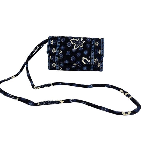 Vera Bradley Crossbody Wallet Blue Coin Pattern Retired Vintage Y2K NWT Quilted - Picture 2 of 12